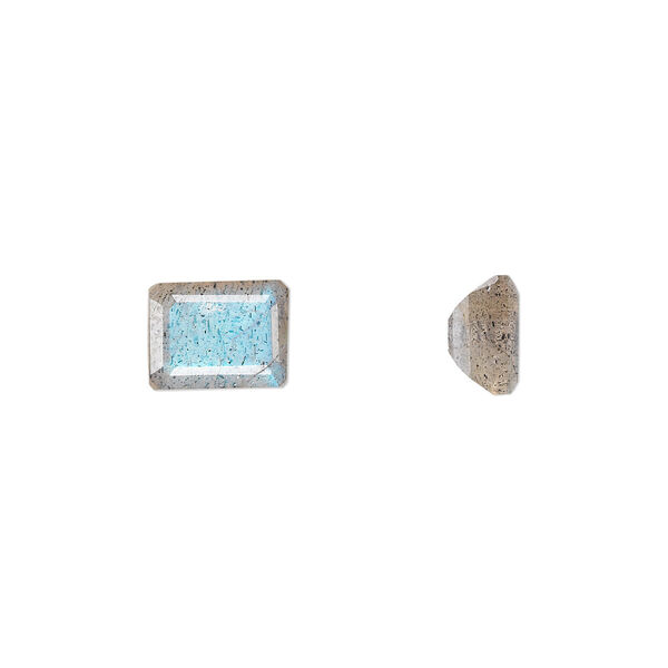 Labradorite 1pkg1, hand-cut faceted emerald-cut gem natural 8x6mm image number 0