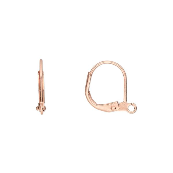Ear wire leverback 1pkg10 copper-plated, 14mm / open loop, brass 5 pair image number 0