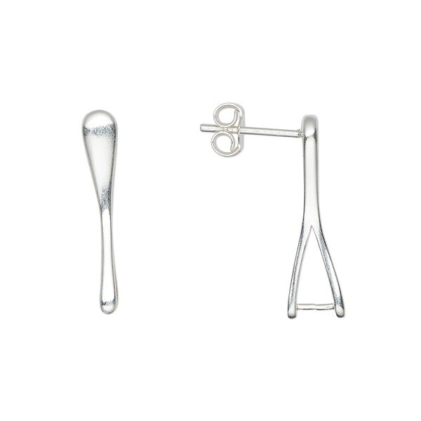 Earstud 1pkg2 sterling silver, 21mm / 6.5mm grip length setting, 20 gauge 1 pair image number 0