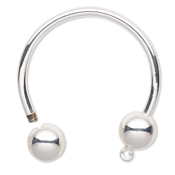 Key ring, silver-finished steel and brass, 35mm 3/4 circle with 9.5mm round and loop. Sold per pkg of 4. image number 0
