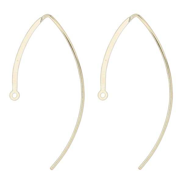 Ear wire 1pkg2 14Kt gold-filled, 25mm flat marquise / closed loop, 20 gauge 1 pair image number 0