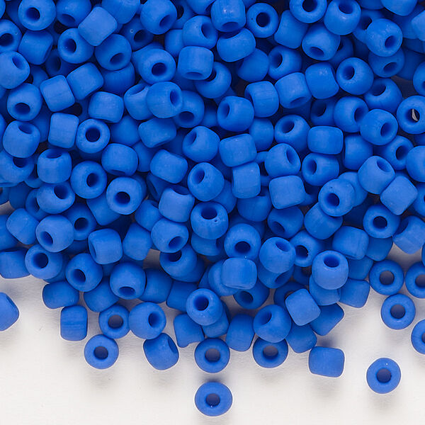 Seed bead, Dyna-Mites™, glass, opaque matte medium blue, #6 round. Sold per 1/2 kilogram pkg. image number 0