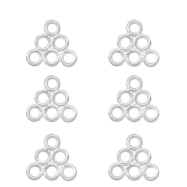 Loop, sterling silver, 10x4mm triangle with 6 loops. Sold per pkg of 6. image number 0