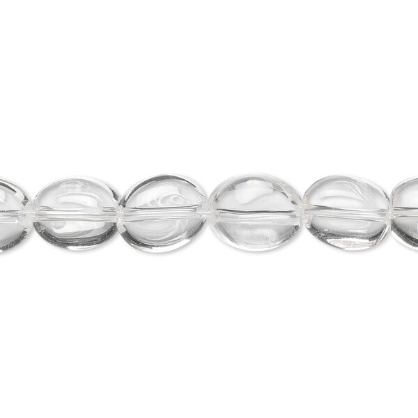 Quartz crystal 1pkg1, flat oval bead natural 8 inch 9x8mm image number 0