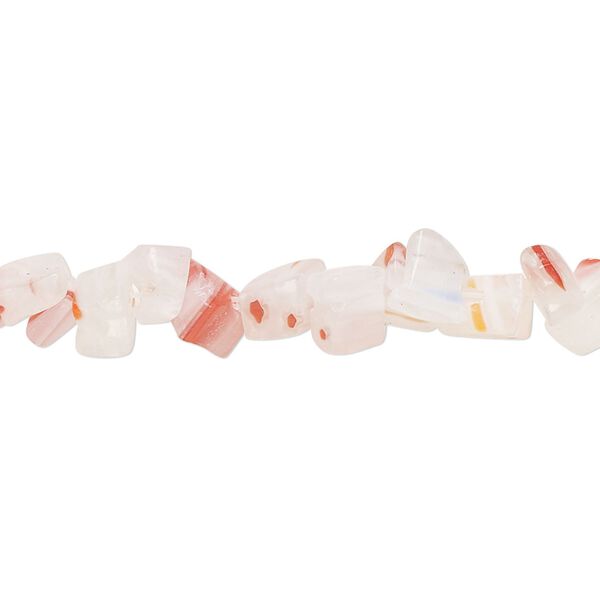 Bead, millefiori glass, translucent white and multicolored, small chip. Sold per 35-inch strand. image number 0