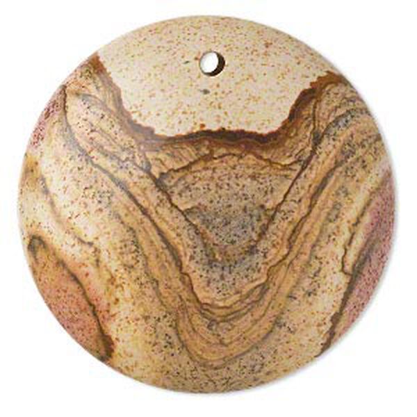 Picture jasper 1pkg1, hand-cut flat back round focal natural B grade, 40mm image number 0