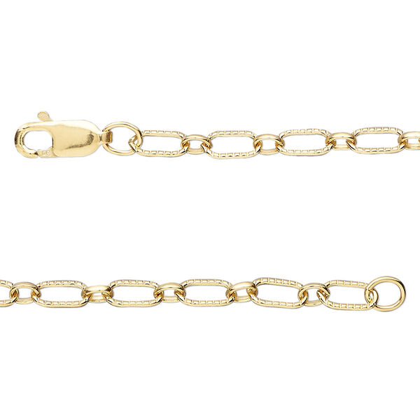 Chain, 14Kt gold-filled, 3.3mm textured oval long and short, 18 inches with lobster claw clasp. Sold individually. image number 0