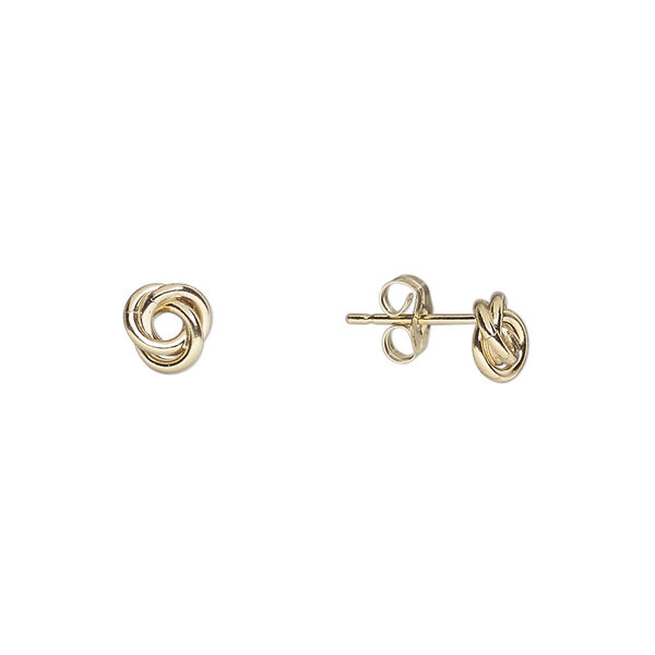 Earring, 14Kt gold-filled, 6mm love knot. Sold per pair. image number 0