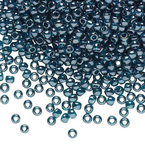 Seed bead, TOHO BEADS®, glass, pkg/250g, #8 round, translucent luster teal (TR-08-108BD). image number 0