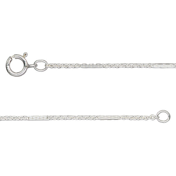 Chain, sterling silver, 1.4mm dapped bar and link, 18 inches with springring clasp. Sold individually. image number 0