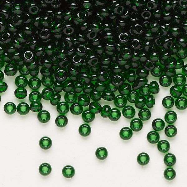Seed bead, Preciosa Ornela Czech glass, pkg/50g, #8 rocaille, transparent medium green, (50060). image number 0