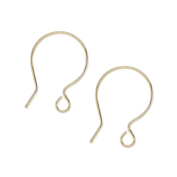 Ear wire French hook 1pkg20 gold-plated, 20mm / open loop, 20 gauge brass 10 pair image number 0