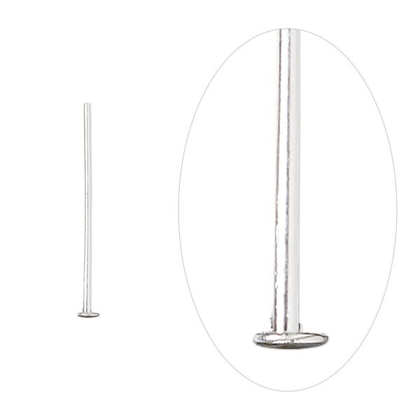 Head pin, silver-plated brass, 3/4 inch, 21 gauge. Sold per pkg of 500. image number 0