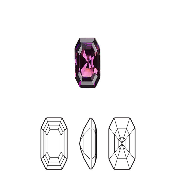 Fancy stone 2pk amethyst foil back, Crystal Passions® 12x6mm elongated imperial 4595 image number 0