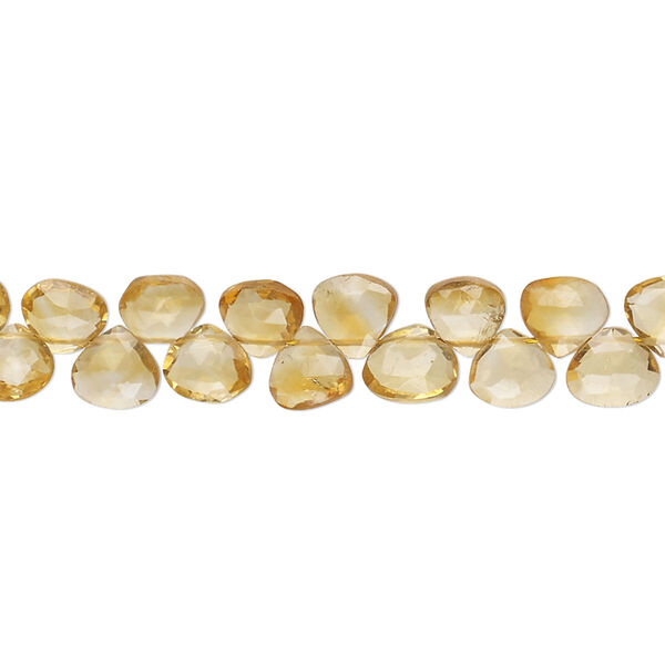 Citrine 1pkg1, hand-cut top-drilled faceted puffed teardrop bead 8 inch 6x5mm-6x6mm image number 0