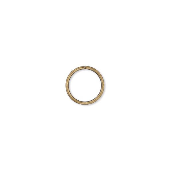 Jump ring, antique gold-plated brass, 10mm round, 8mm inside diameter, 18 gauge. Sold per pkg of 1,000. image number 0