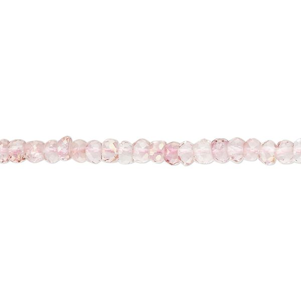 Quartz crystal 1pkg1, hand-cut micro-faceted rondelle bead 13 inch 3x2mm-5x4mm image number 0