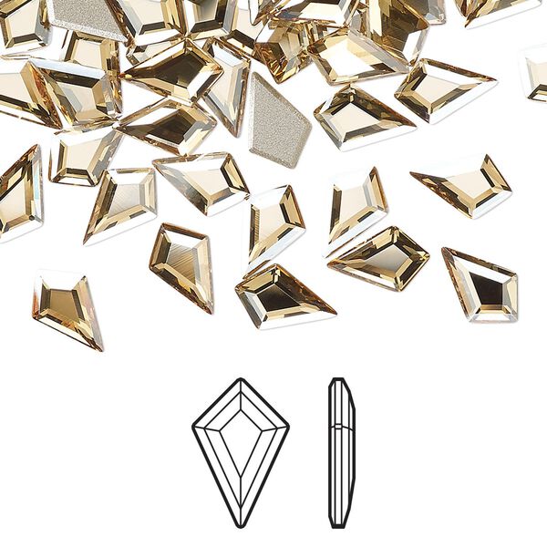 Flat back 24pk crystal golden shadow foil back, Crystal Passions® 8.6x5.6mm kite 2771 image number 0