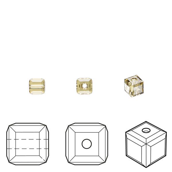 Bead 48pk dark jonquil, Crystal Passions® Regenerated 4mm faceted cube 5601 image number 0