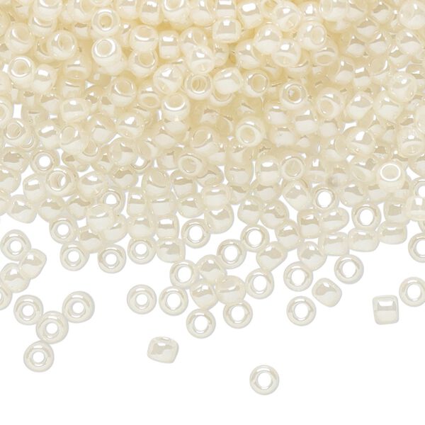 Seed bead, TOHO BEADS®, glass, pkg/50g, #8 round, opaque ceylon light ivory (TR-08-147). image number 0