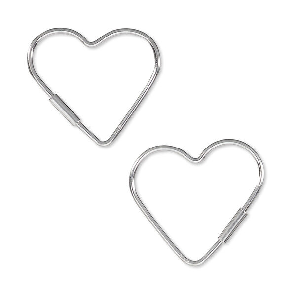 Earring, sterling silver, 20mm open heart wire hoop. Sold per pair. image number 0