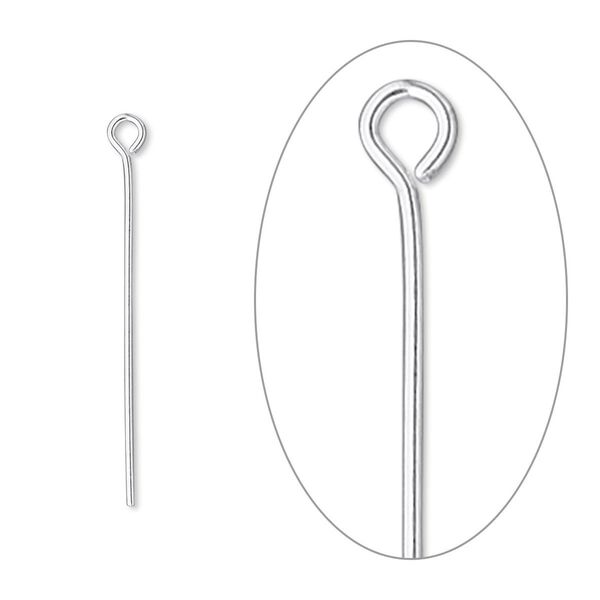 Eye pin, sterling silver-filled, 1-1/8 inches, 22 gauge. Sold per pkg of 100. image number 0