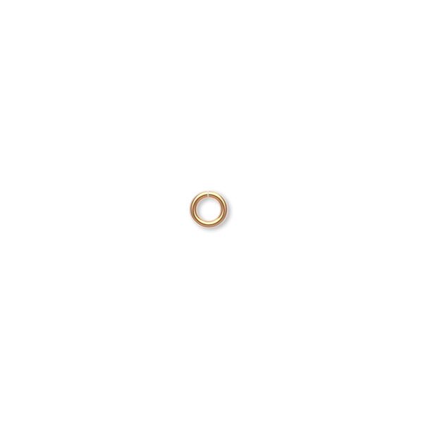 Jump ring, gold-plated brass, 4mm round, 2.6mm inside diameter, 22 gauge. Sold per pkg of 1,000. image number 0