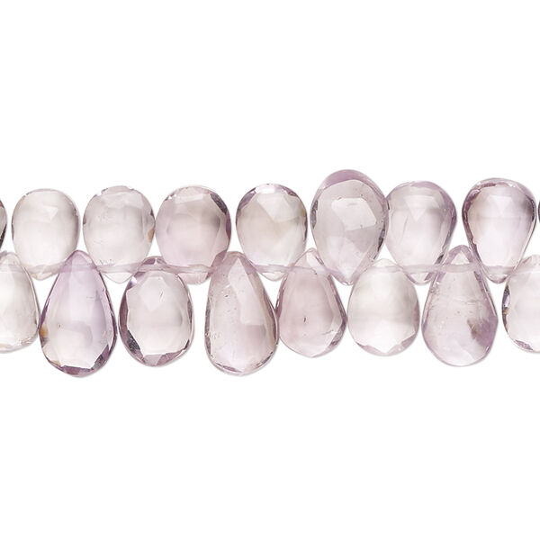 Lavender amethyst 1pkg1, hand-cut top-drilled faceted puffed teardrop bead natural 7 inch 8x6mm-10x7mm image number 0