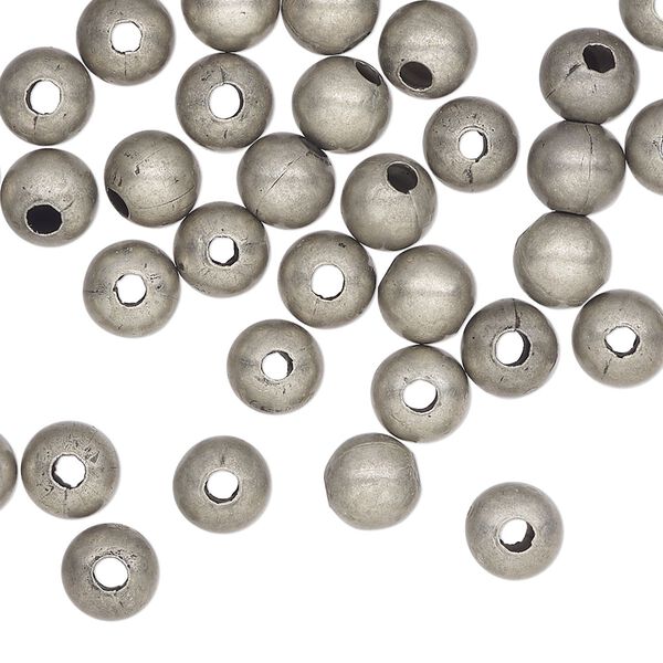 Bead, antique silver-plated steel, 6mm round. Sold per pkg of 500. image number 0