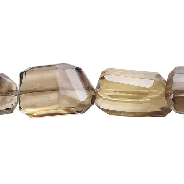 Lemon smoky quartz / lemon quartz 1pkg1, hand-cut faceted freeform bead 14 inch 13x12mm-24x14mm image number 0