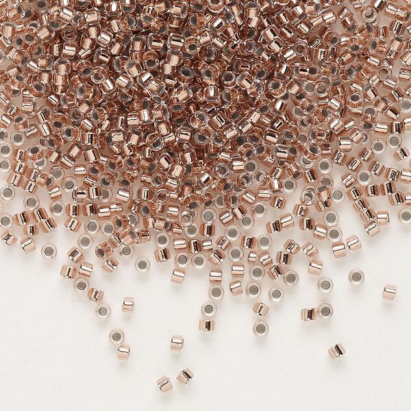 Seed bead, Delica®, glass, pkg/50g, #11 round, transparent copper-lined crystal clear (DB-0037). image number 0