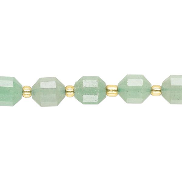 Green aventurine 1pkg1, hand-cut faceted drum bead natural 8 inch 8mm image number 0