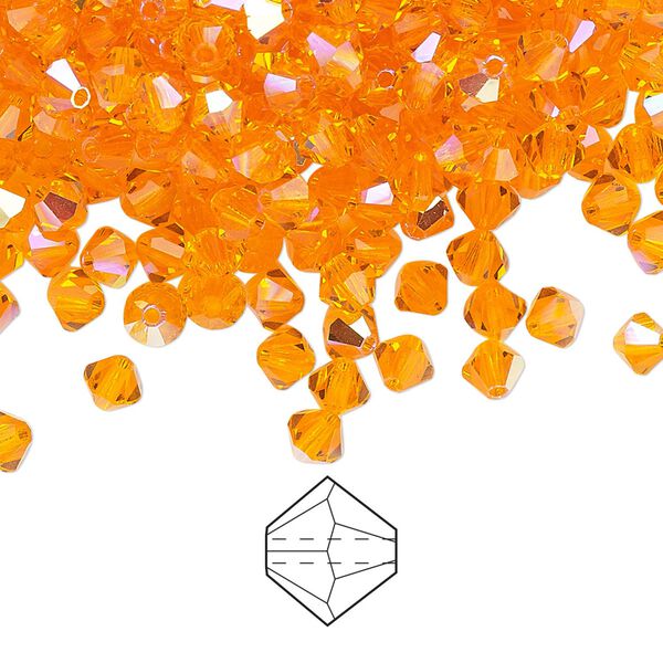 Bead 48pk sun AB, Preciosa Czech crystal 4mm bicone image number 0