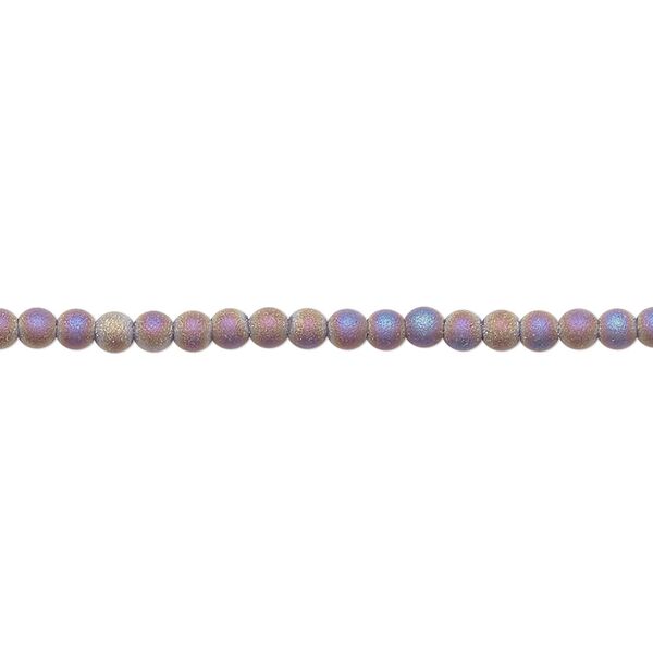 Bead, glass, translucent matte brown AB, 2.5mm round. Sold per 15-1/2 to 16-inch strand. image number 0