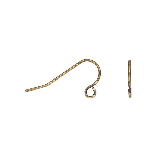 Ear wire fishhook 1pkg100 antique gold-plated, 11mm / open loop, 21 gauge steel 50 pair image number 0