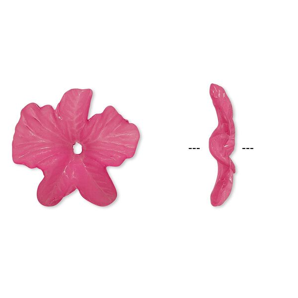 Component, acrylic, frosted fuchsia, 23x5mm flower. Sold per pkg of 100. image number 0