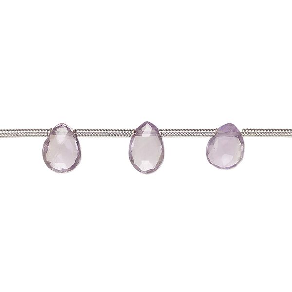 Amethyst 1pkg16, hand-cut top-drilled faceted puffed teardrop bead natural graduated 5x4mm-7x5mm image number 0