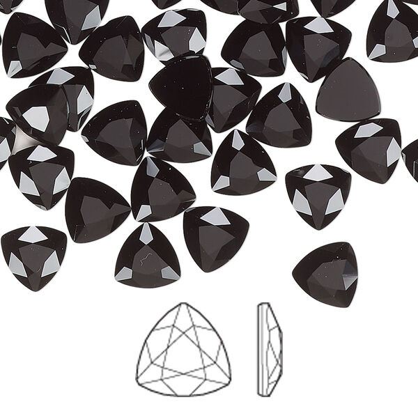 Flat back 6pk jet, Crystal Passions® 7mm trilliant 2472 image number 0
