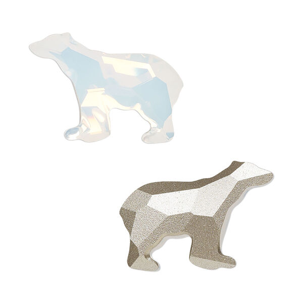 Fancy stone 1pk white opal foil back, Crystal Passions® 22x15mm polar bear 4045 image number 0