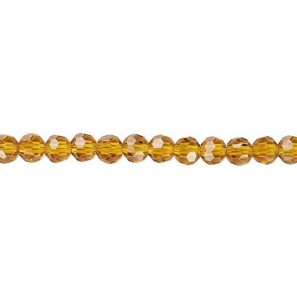 Bead 1pk 32 facets transparent gold, Celestial Crystal® 4mm round 15.5-16 inch image number 0
