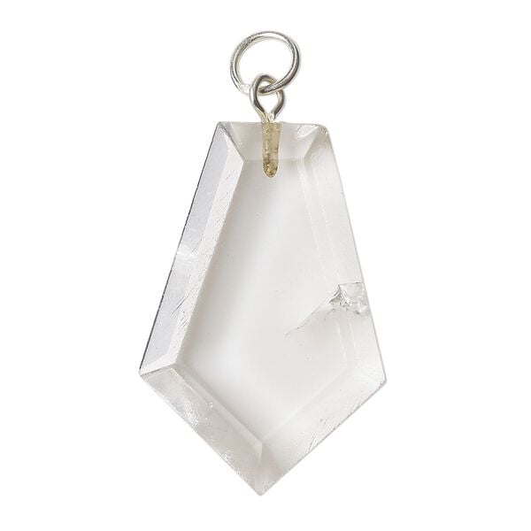 Quartz crystal / brass 1pkg1, silver-plated hand-cut faceted focal natural 29x20mm-32x23mm image number 0