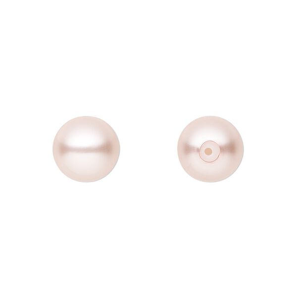 Pearl 4pk rosaline, Preciosa Czech crystal 10mm half-drilled round image number 0