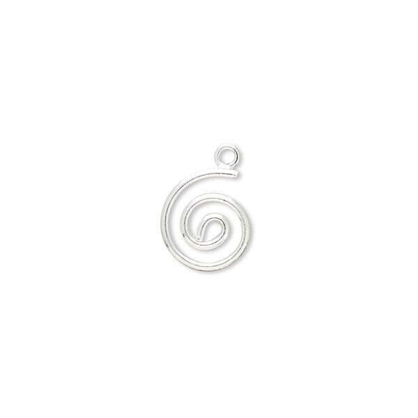 Drop, sterling silver, 10x8mm spiral. Sold per pkg of 2. image number 0