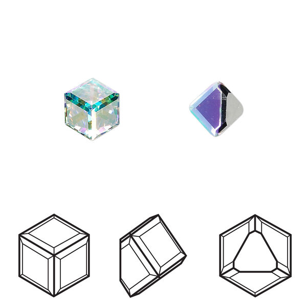 Fancy stone 2pk crystal AB CAL VZ, Crystal Passions® 6mm cube 4841 image number 0