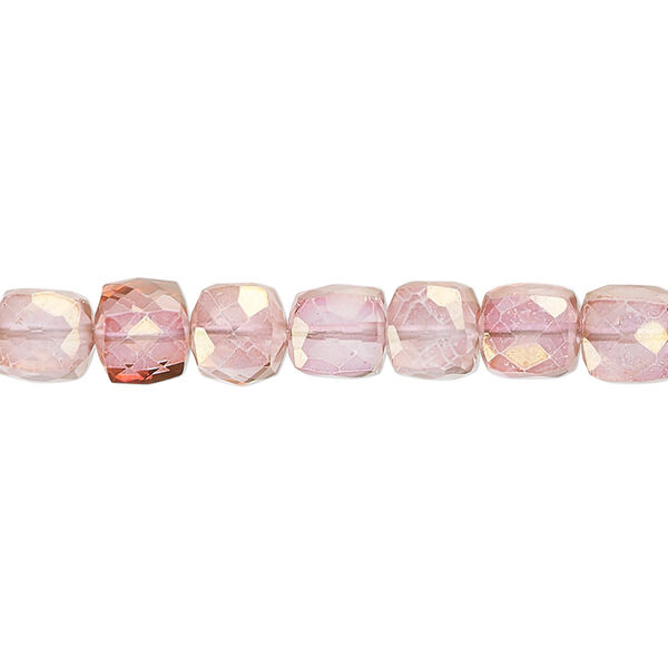 Quartz crystal 1pkg1, hand-cut faceted cube bead 7 inch 6x5mm-7x7mm image number 0