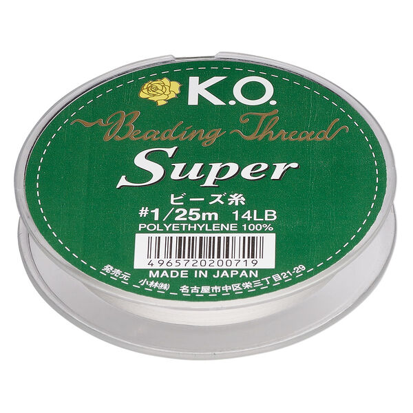 Thread, Super, polyethylene, white, 0.15mm diameter, 4-pound test. Sold per 25 meter spool. image number 0