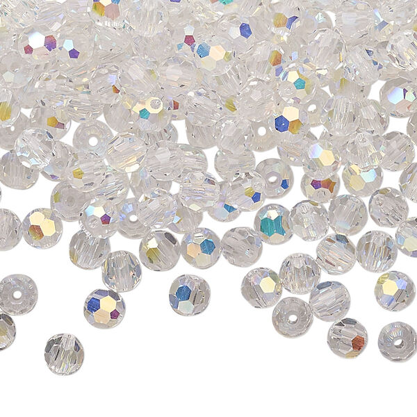 Bead 144pk crystal AB, Preciosa Czech crystal 4mm round image number 0
