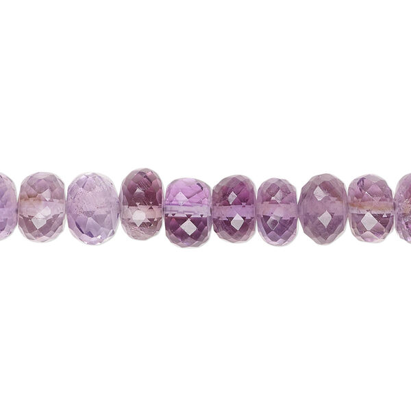 Amethyst 1pkg1, hand-cut micro-faceted rondelle bead natural 6.5 inch 6x4mm-8x6mm image number 0