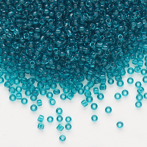 Seed bead, Dyna-Mites™, glass, pkg/1/2kg, #11 round, transparent teal blue, (21 11/0 RR). image number 0