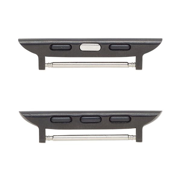 Watch component, black-finished stainless steel, 35x8mm with 22mm bar. Sold per pkg of 2. image number 0